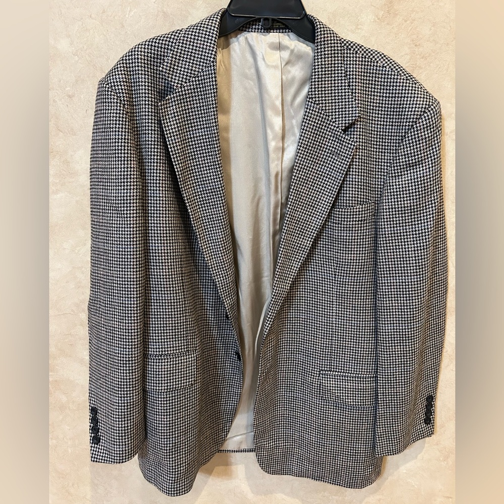 Oscar de la Renta Black and White vintage houndstooth silk blend Blazer 44r